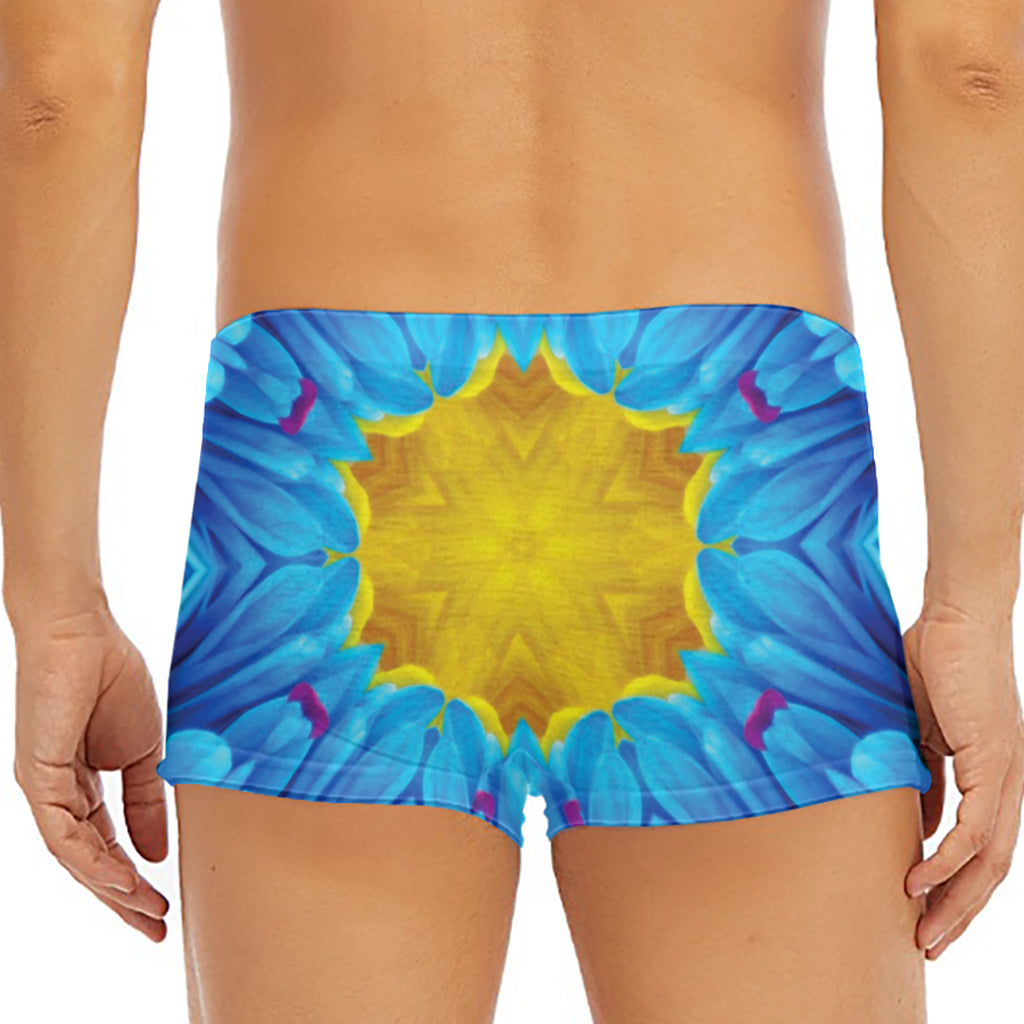 Blue And Pink Flowers Kaleidoscope Print Men's Short Boxer Briefs