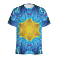 Blue And Pink Flowers Kaleidoscope Print Men's Athletic T-Shirt
