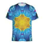 Blue And Pink Flowers Kaleidoscope Print Men's Sports T-Shirt