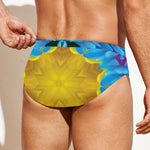 Blue And Pink Flowers Kaleidoscope Print Men's Swim Briefs