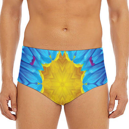 Blue And Pink Flowers Kaleidoscope Print Men's Triangle Swim Briefs