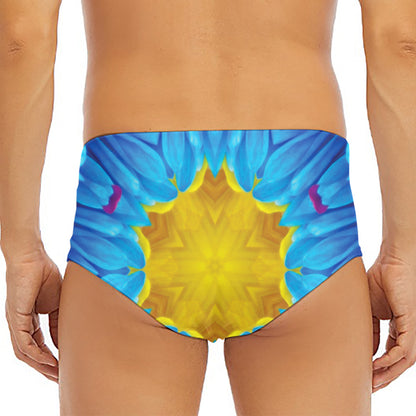 Blue And Pink Flowers Kaleidoscope Print Men's Triangle Swim Briefs
