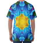 Blue And Pink Flowers Kaleidoscope Print Men's Velvet T-Shirt