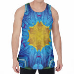Blue And Pink Flowers Kaleidoscope Print Men's Velvet Tank Top