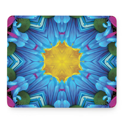 Blue And Pink Flowers Kaleidoscope Print Mouse Pad