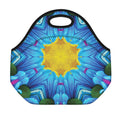 Blue And Pink Flowers Kaleidoscope Print Neoprene Lunch Bag