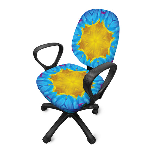 Blue And Pink Flowers Kaleidoscope Print Office Chair Cover