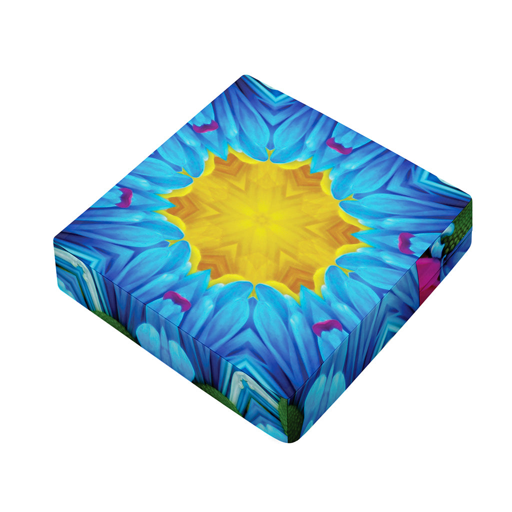 Blue And Pink Flowers Kaleidoscope Print Outdoor Seat Cushion Cover