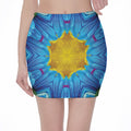 Blue And Pink Flowers Kaleidoscope Print Pencil Mini Skirt