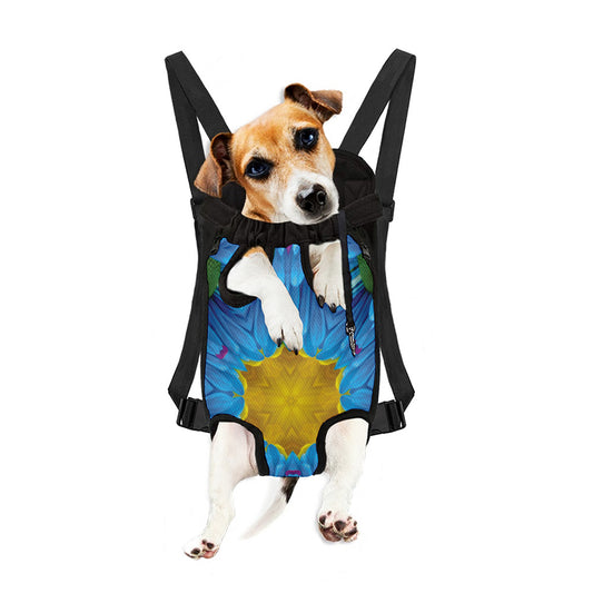 Blue And Pink Flowers Kaleidoscope Print Pet Carrier Backpack
