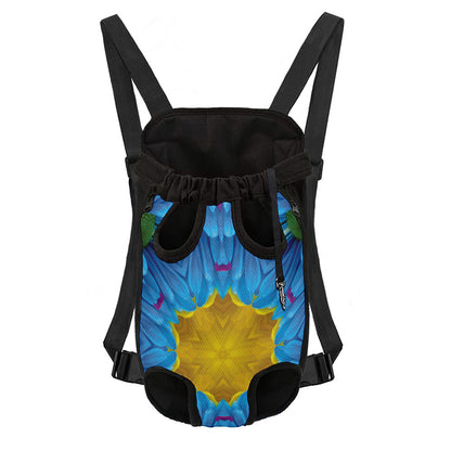 Blue And Pink Flowers Kaleidoscope Print Pet Carrier Backpack
