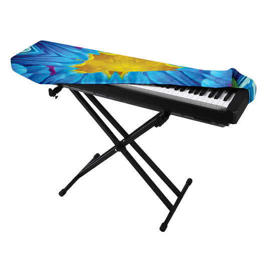 Blue And Pink Flowers Kaleidoscope Print Piano Keyboard Cover