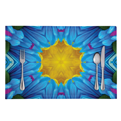 Blue And Pink Flowers Kaleidoscope Print Placemat