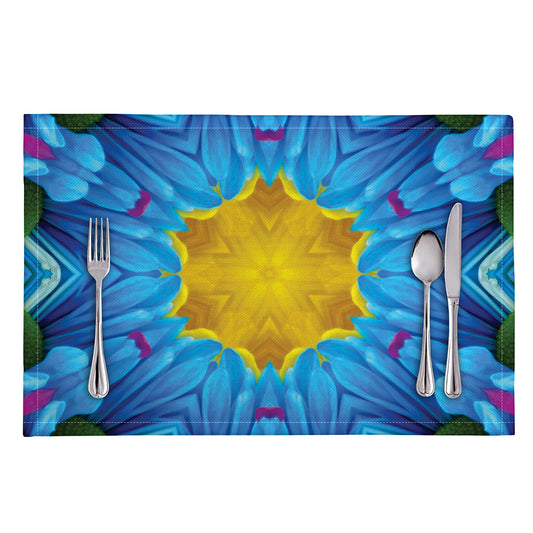 Blue And Pink Flowers Kaleidoscope Print Placemat