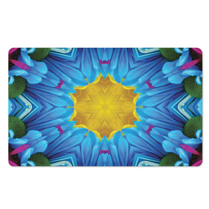 Blue And Pink Flowers Kaleidoscope Print Polyester Doormat