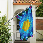 Blue And Pink Flowers Kaleidoscope Print Polyester Flag