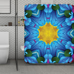 Blue And Pink Flowers Kaleidoscope Print Polyester Shower Curtain