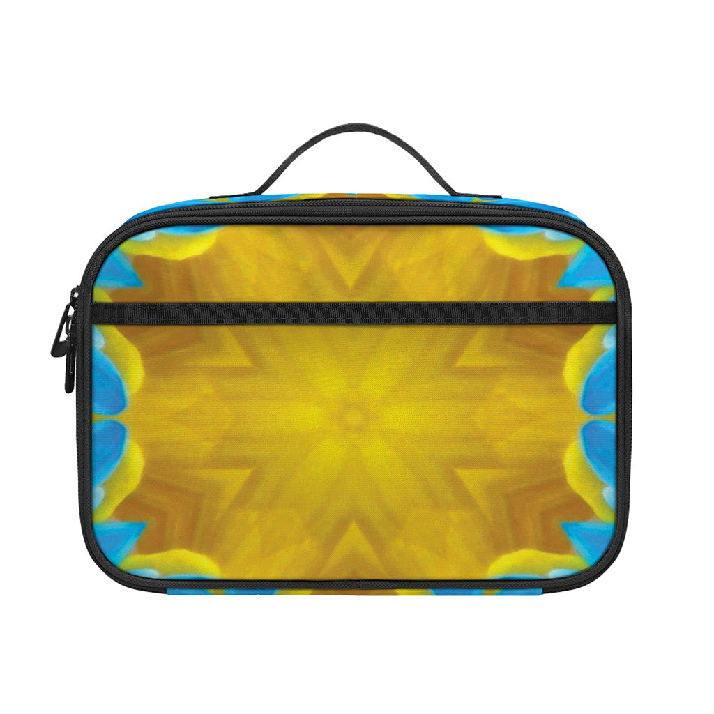 Blue And Pink Flowers Kaleidoscope Print Portable Lunch Bag