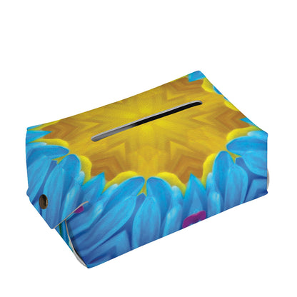 Blue And Pink Flowers Kaleidoscope Print Rectangle Tissue Box Cover