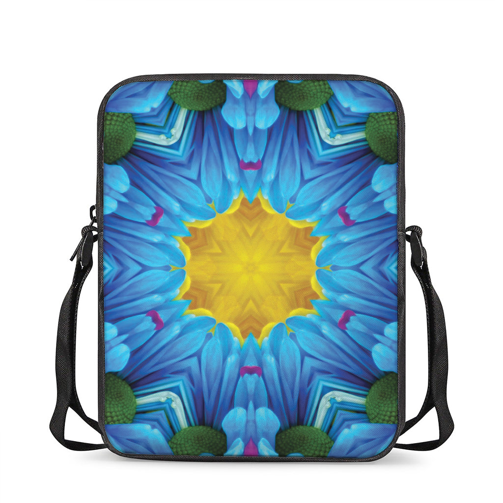 Blue And Pink Flowers Kaleidoscope Print Rectangular Crossbody Bag