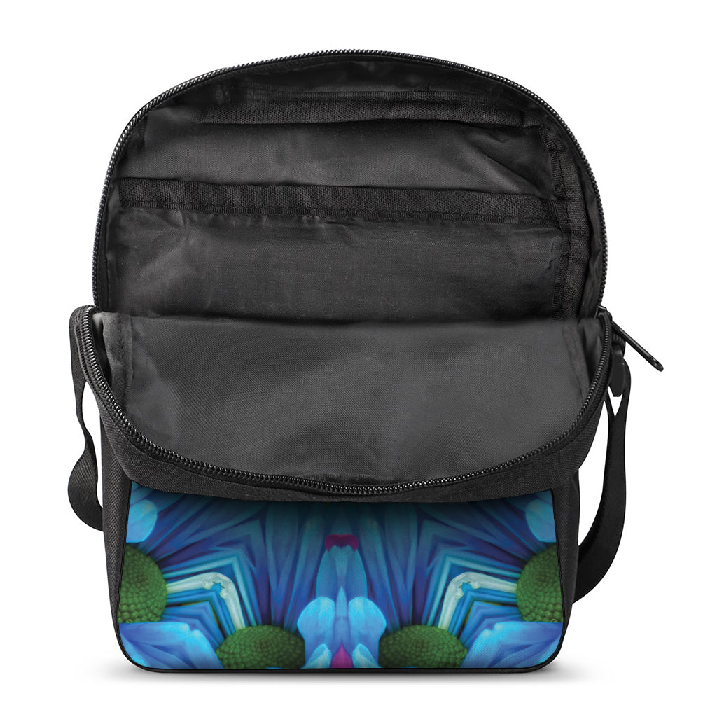 Blue And Pink Flowers Kaleidoscope Print Rectangular Crossbody Bag