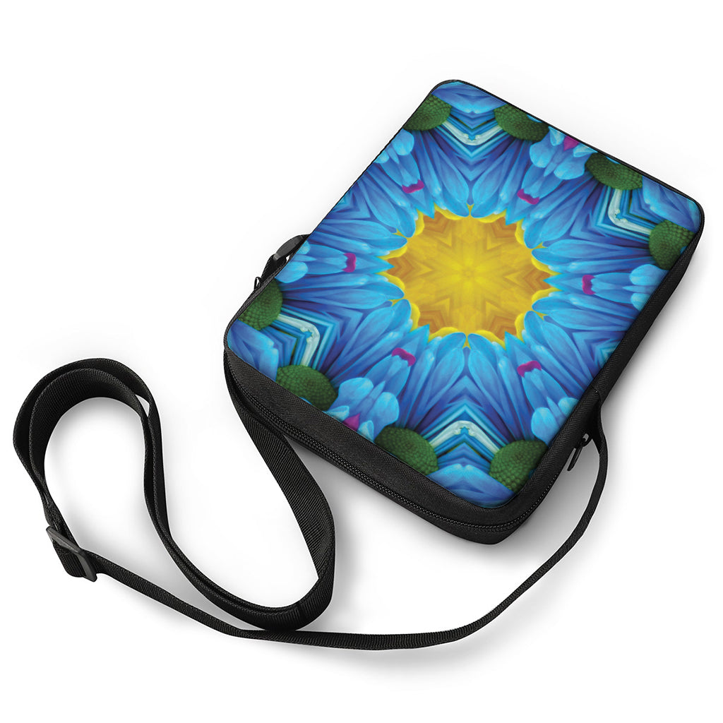 Blue And Pink Flowers Kaleidoscope Print Rectangular Crossbody Bag