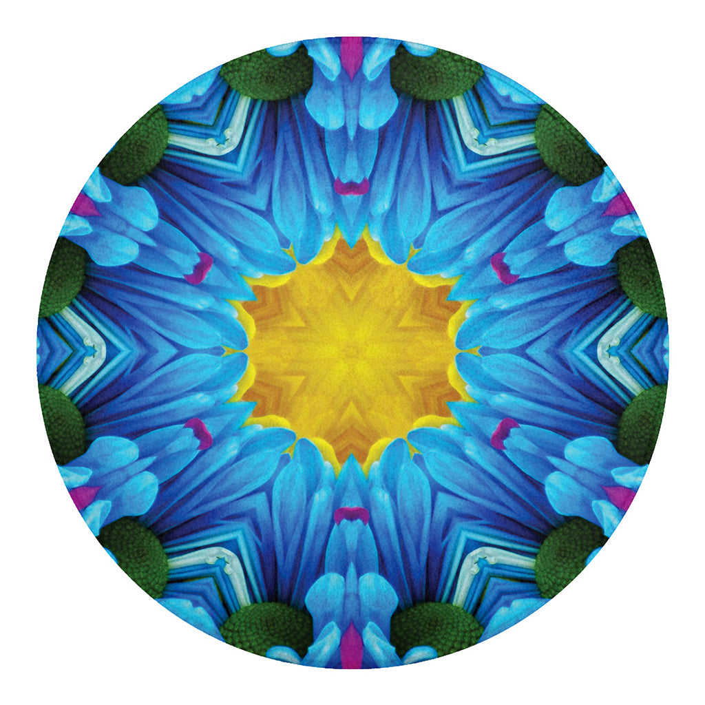 Blue And Pink Flowers Kaleidoscope Print Round Blanket