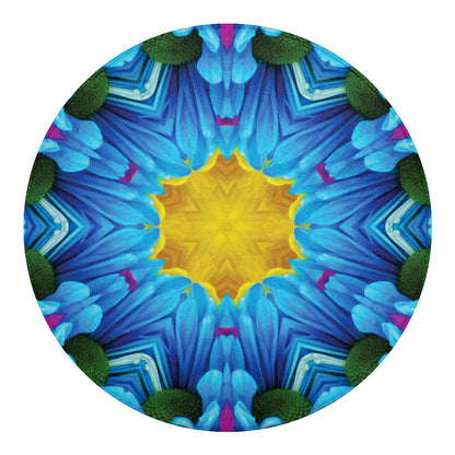 Blue And Pink Flowers Kaleidoscope Print Round Blanket