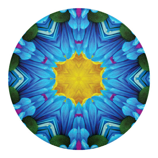 Blue And Pink Flowers Kaleidoscope Print Round Blanket