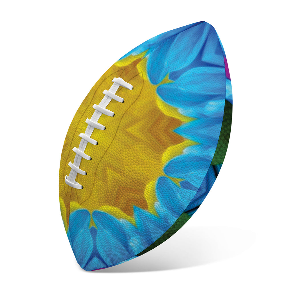Blue And Pink Flowers Kaleidoscope Print Rugby Ball