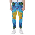 Blue And Pink Flowers Kaleidoscope Print Joggers