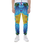 Blue And Pink Flowers Kaleidoscope Print Scuba Joggers