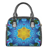 Blue And Pink Flowers Kaleidoscope Print Shoulder Handbag