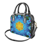 Blue And Pink Flowers Kaleidoscope Print Shoulder Handbag