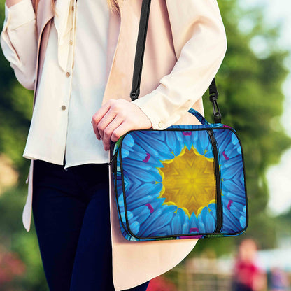 Blue And Pink Flowers Kaleidoscope Print Shoulder Strap Bible Bag