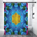 Blue And Pink Flowers Kaleidoscope Print Shower Curtain
