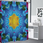 Blue And Pink Flowers Kaleidoscope Print Shower Curtain