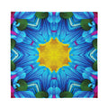 Blue And Pink Flowers Kaleidoscope Print Silk Bandana