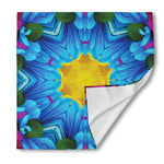 Blue And Pink Flowers Kaleidoscope Print Silk Bandana