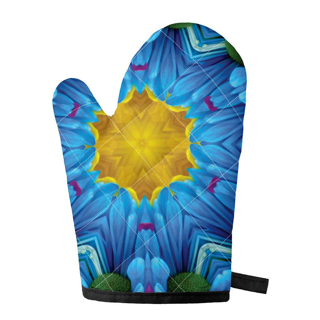 Blue And Pink Flowers Kaleidoscope Print Single Oven Mitt