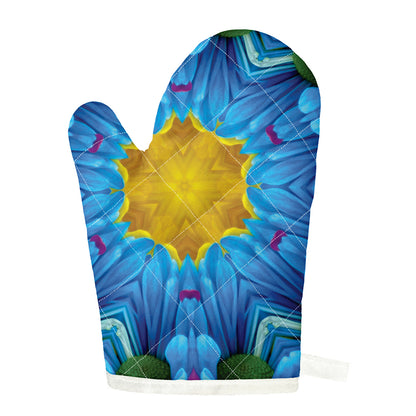 Blue And Pink Flowers Kaleidoscope Print Single Oven Mitt