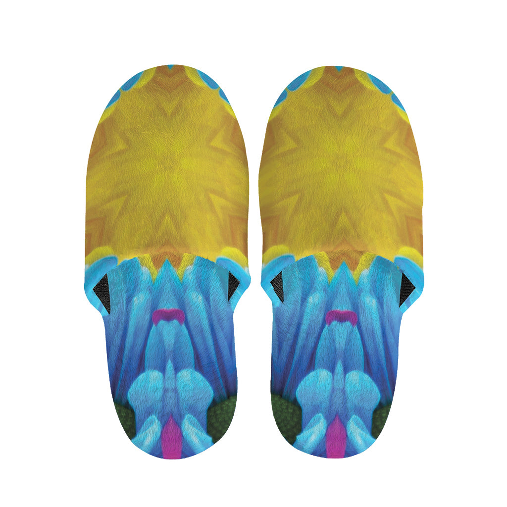 Blue And Pink Flowers Kaleidoscope Print Slippers