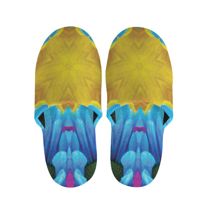 Blue And Pink Flowers Kaleidoscope Print Slippers