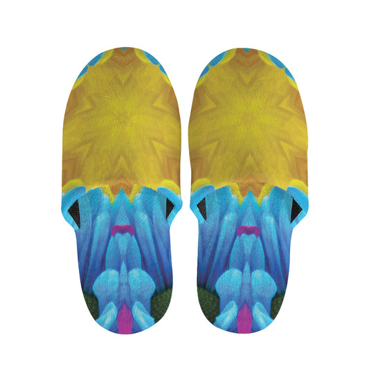 Blue And Pink Flowers Kaleidoscope Print Slippers