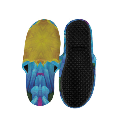 Blue And Pink Flowers Kaleidoscope Print Slippers