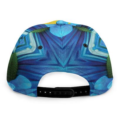 Blue And Pink Flowers Kaleidoscope Print Snapback Cap