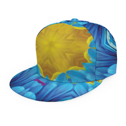 Blue And Pink Flowers Kaleidoscope Print Snapback Cap