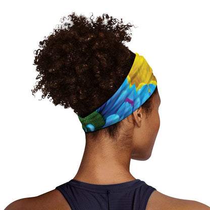 Blue And Pink Flowers Kaleidoscope Print Sports Headband