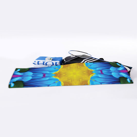 Blue And Pink Flowers Kaleidoscope Print Sports Towel