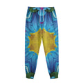 Blue And Pink Flowers Kaleidoscope Print Sweatpants